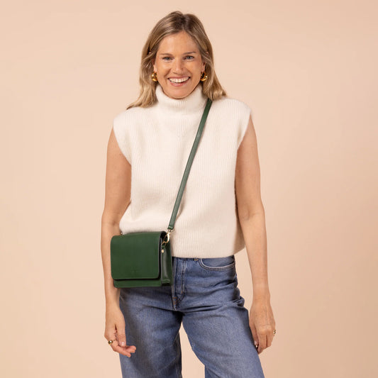 O My Bag AUDREY Mini PINE GREEN - handväska i äkta läder