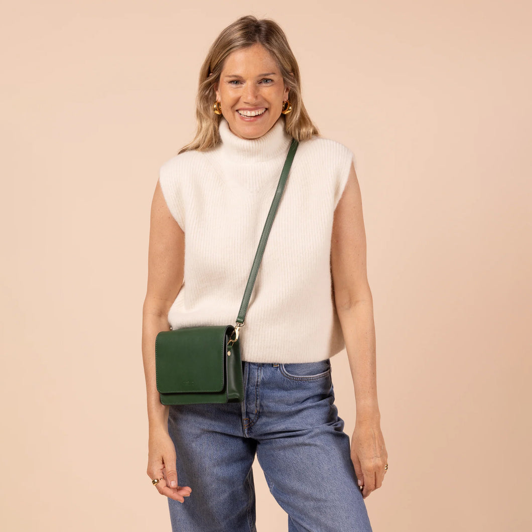 O My Bag AUDREY Mini PINE GREEN - handväska i äkta läder