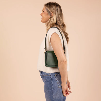 O My Bag AUDREY Mini PINE GREEN - handväska i äkta läder