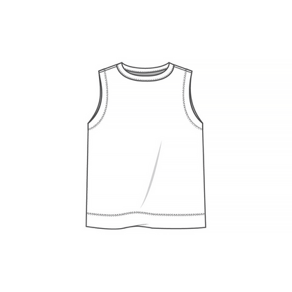 Slipover med bred fåll i merinoull - Raw White/Asphalt Stripe