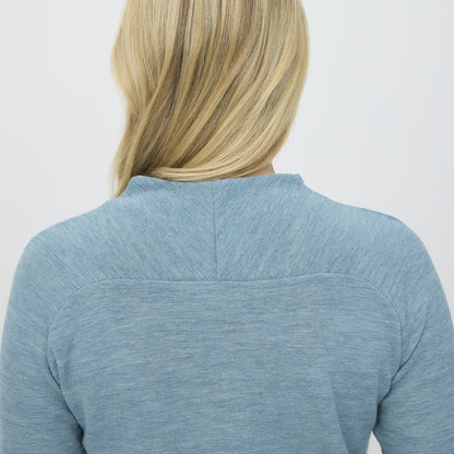 Långärmad merinoulltröja med raglanärm och tumhål - Midnight Blue Melange