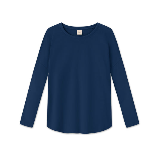 Långärmad t-shirt med ledig passform - Navy