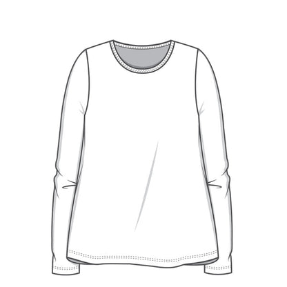 Klockad långärmad T-shirt i bambulyocell - Ocean Blue