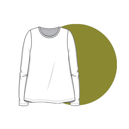 Klockad långärmad T-shirt i bambulyocell - Avocado
