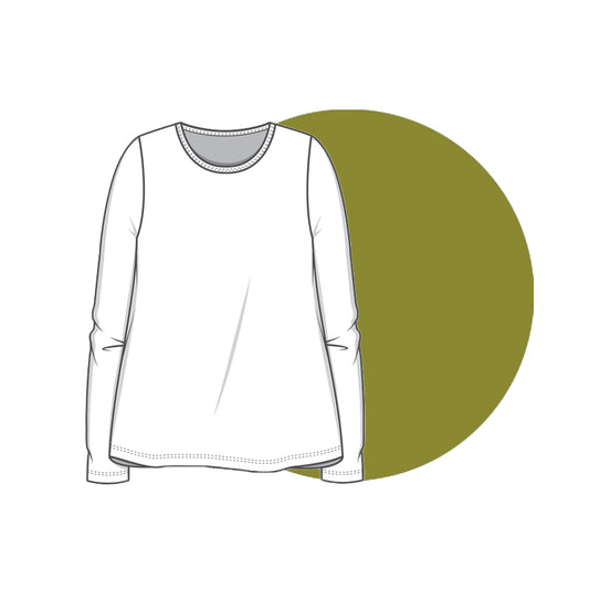 Klockad långärmad T-shirt i bambulyocell - Avocado