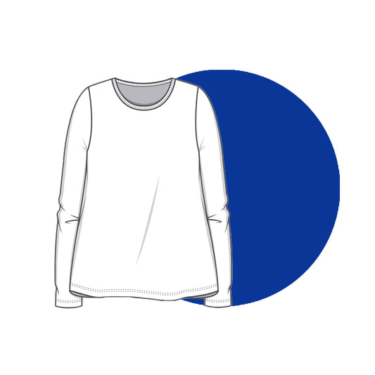 Klockad långärmad T-shirt i bambulyocell - Cobalt Blue