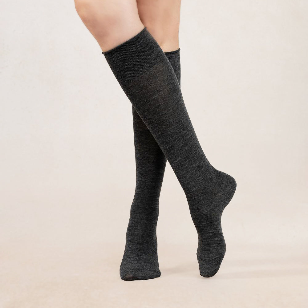 Knästrumpor merinoull, antracit