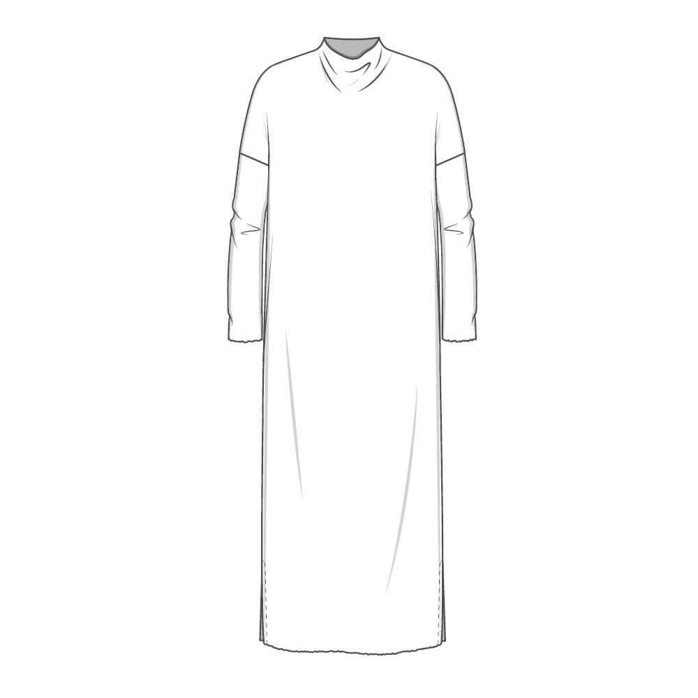 7022 Klänning - Lång lös med draperad hals