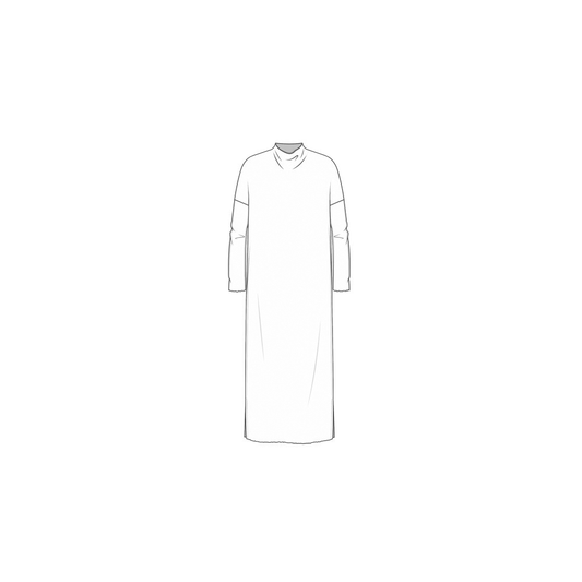 7022 Klänning - Lång lös med draperad hals