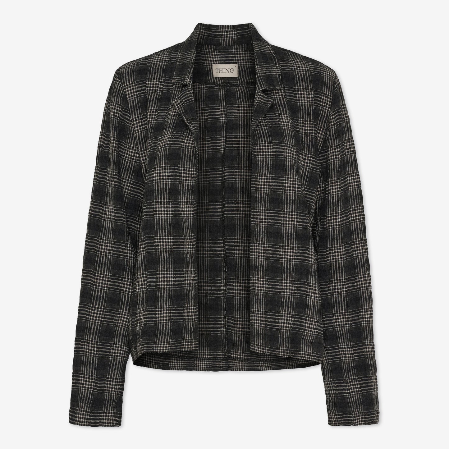 Rutig jacka i bomull och viskos - Anthracite