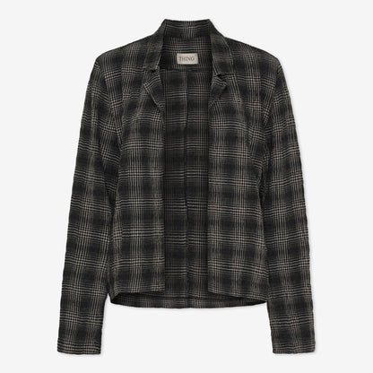 Rutig jacka i bomull och viskos - Anthracite