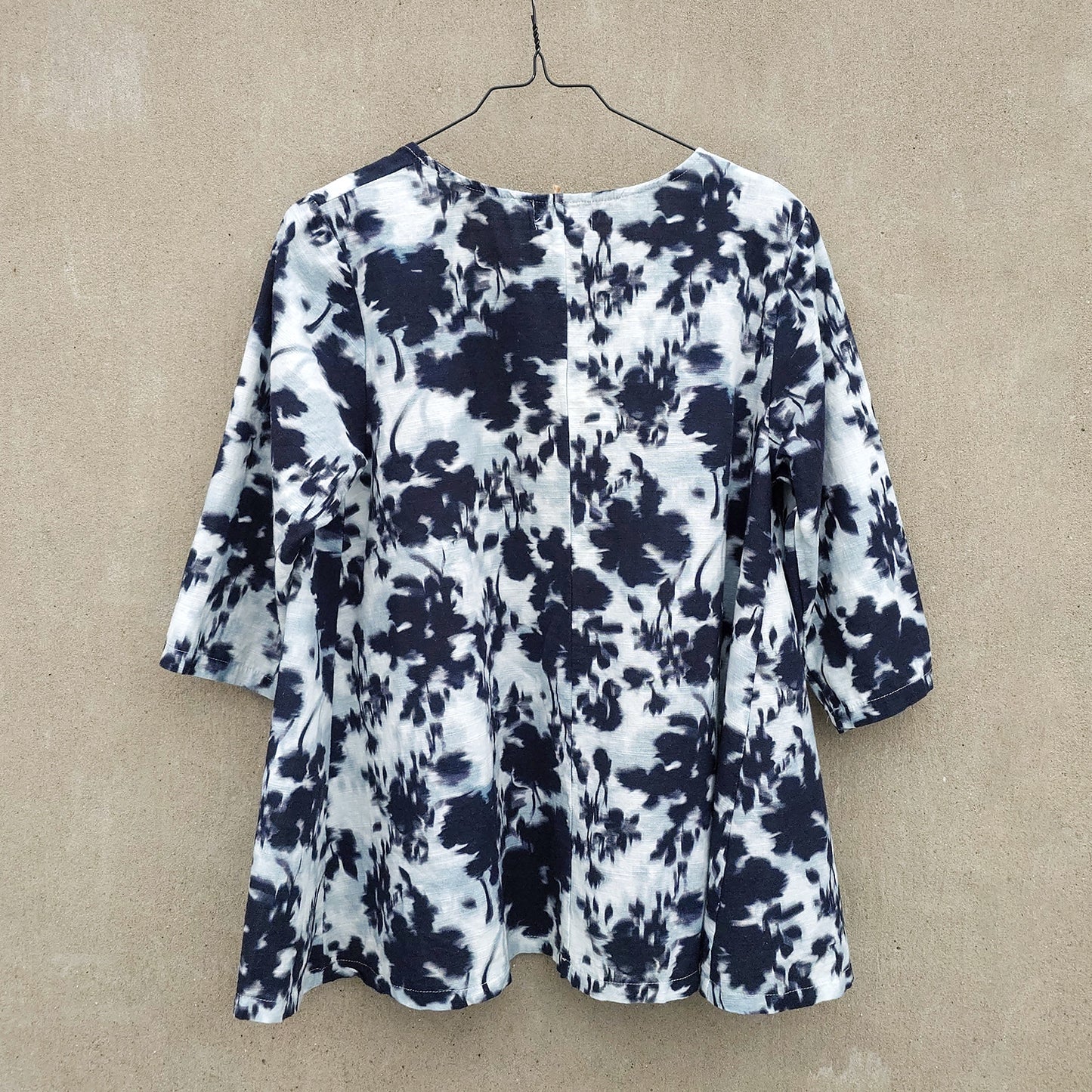 A-formad blus i bomull/lin - Navy