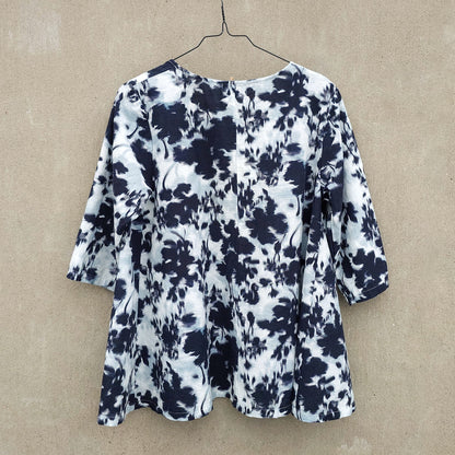 A-formad blus i bomull/lin - Navy