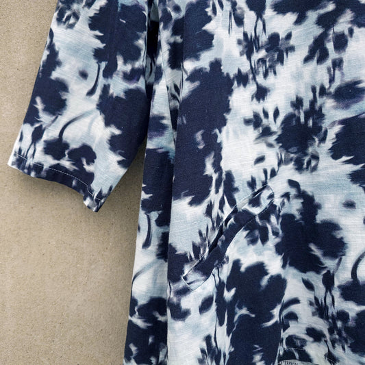 A-formad blus i bomull/lin - Navy