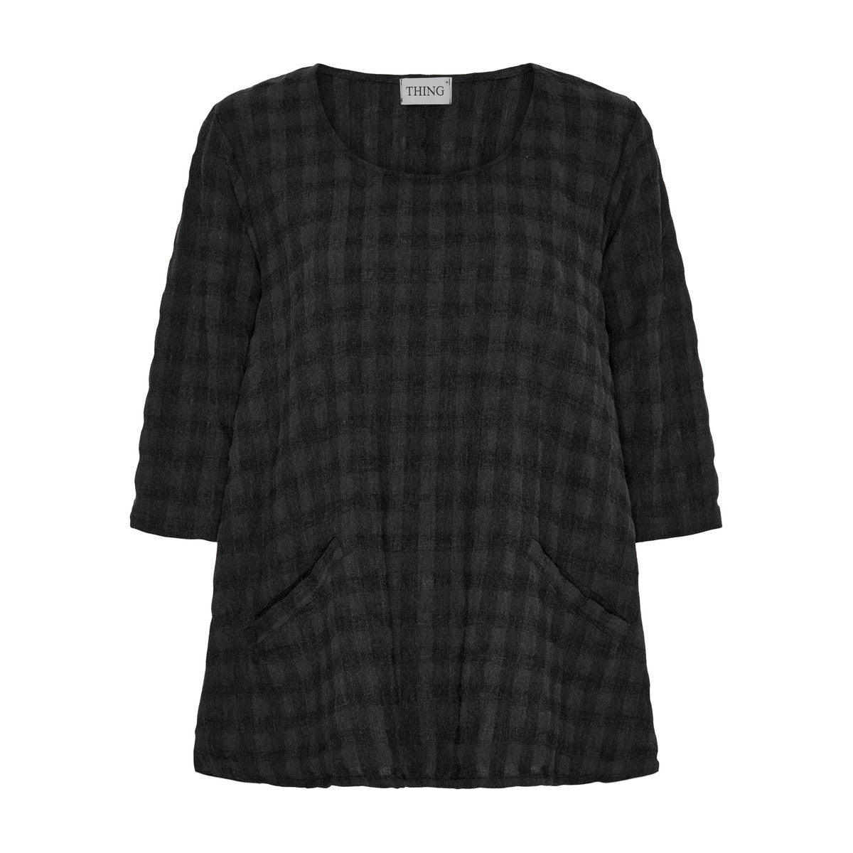 THING A-formad blus i bomull/viskos – Antracit