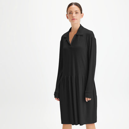 Klänning med krage i bambulyocell - Black