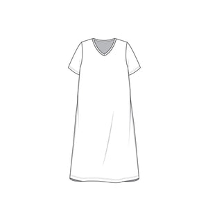 A-line klänning med v-ringning och kort ärm i bambulyocell, Charcoal