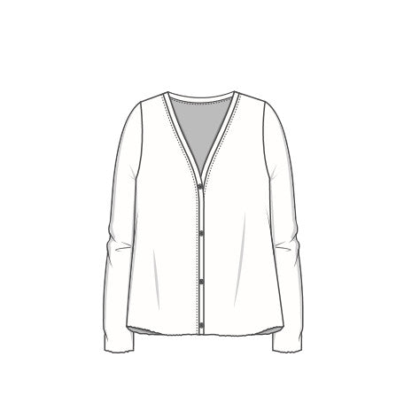 Kofta i merinoull med knappar - Pearl Grey Melange