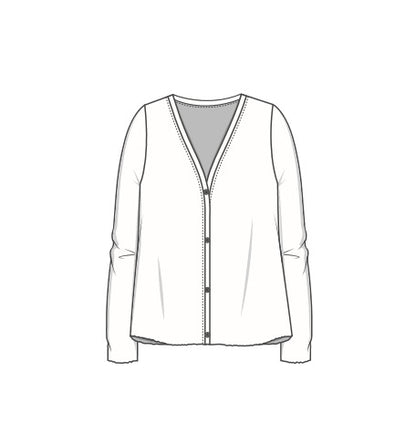 Kofta i merinoull med knappar - Pearl Grey Melange