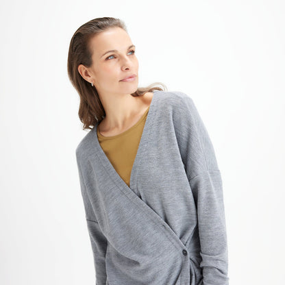 by basics fram- eller sidoknäppt ullkofta - Milky Blue