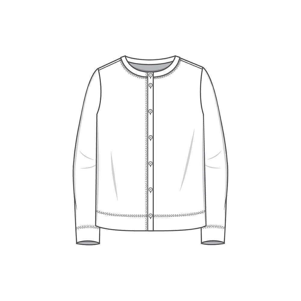 8022 Boxy kofta med rund hals, knappar och bred fåll