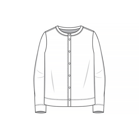 8022 Boxy kofta med rund hals, knappar och bred fåll