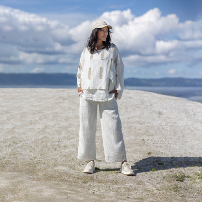 Bohéme vida linnebyxor - White