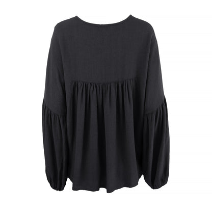 Bohéme tunn blus i viskos & ull – Svart