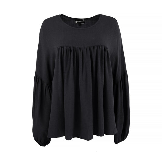 Bohéme tunn blus i viskos & ull – Svart