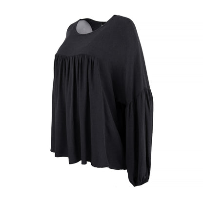 Bohéme tunn blus i viskos & ull – Svart