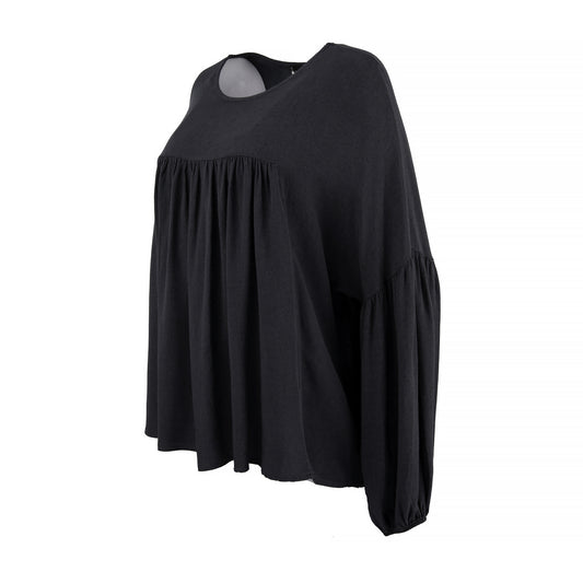 Bohéme tunn blus i viskos & ull – Svart