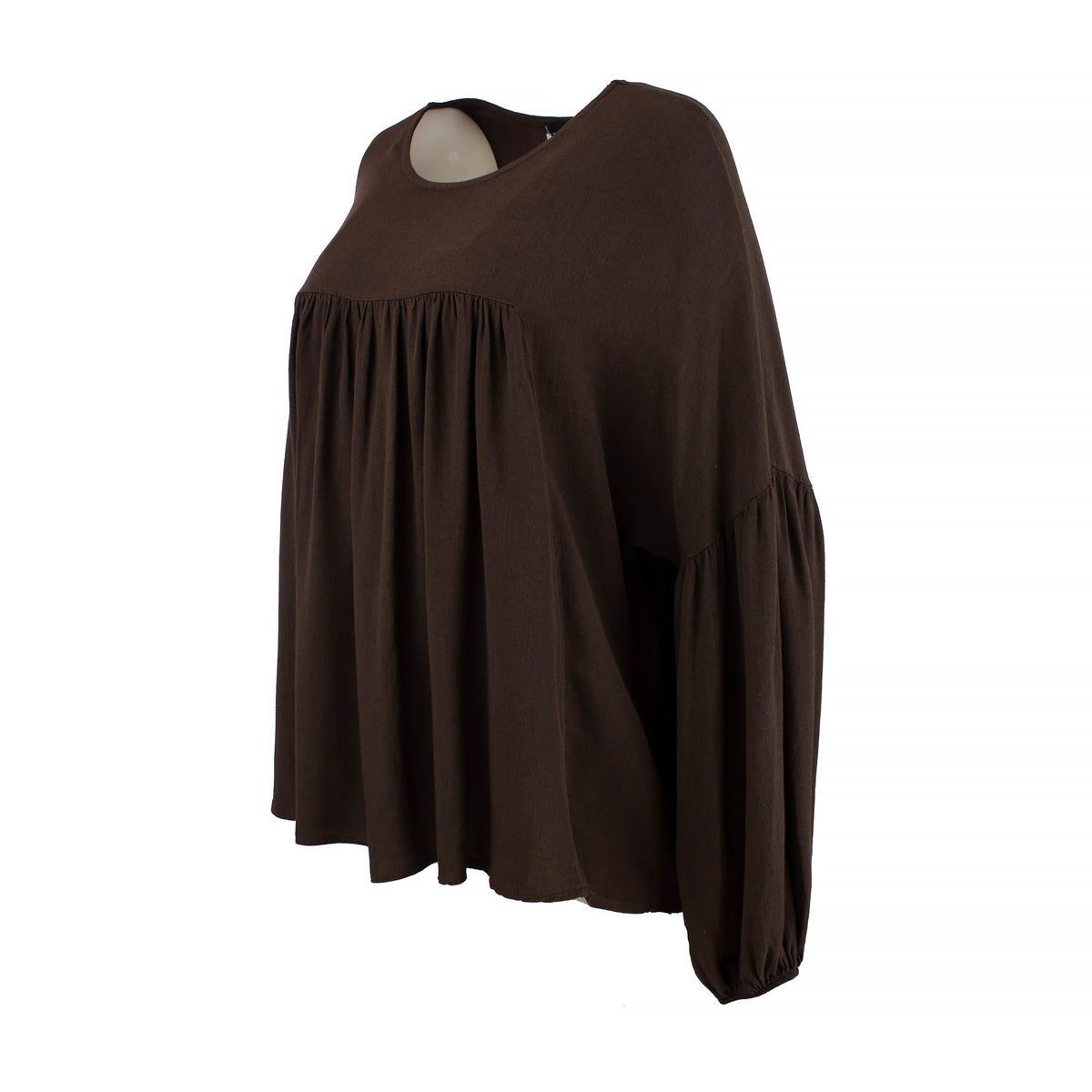 Bohéme tunn blus i viskos & ull – Mörkbrun