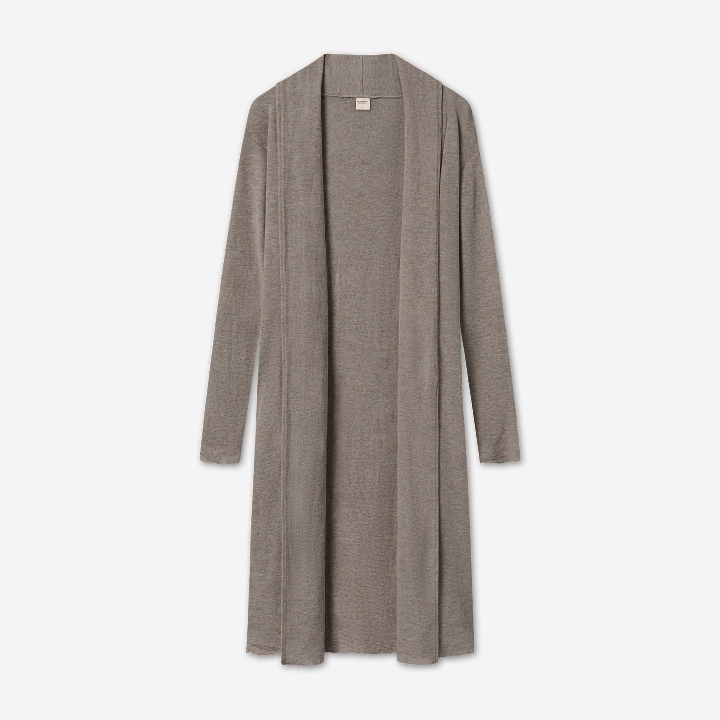 Lång sjalkofta i merinoull