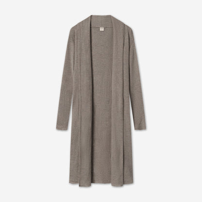 Lång sjalkofta i merinoull