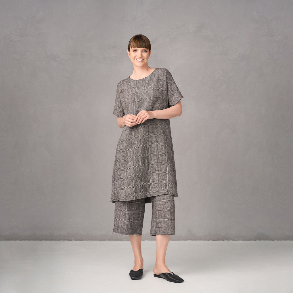 GR Nature rutig linneklänning