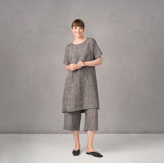 GR Nature rutig linneklänning