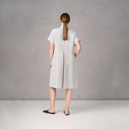 GR Nature kortärmad linneklänning - Smalrandig