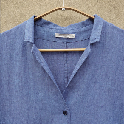 GR Nature kortärmad linneklänning - Denim Blue