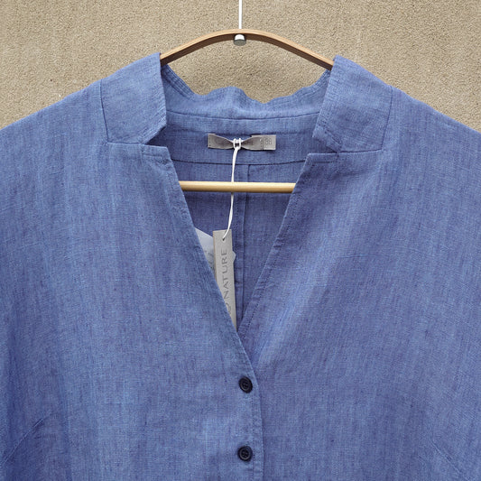 GR Nature kortärmad linneklänning - Denim Blue