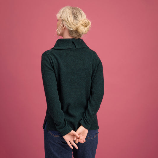 Stickad polotröja i jakull – Dark Green