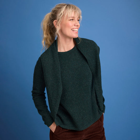 Stickad tröja i jakull – Dark Green