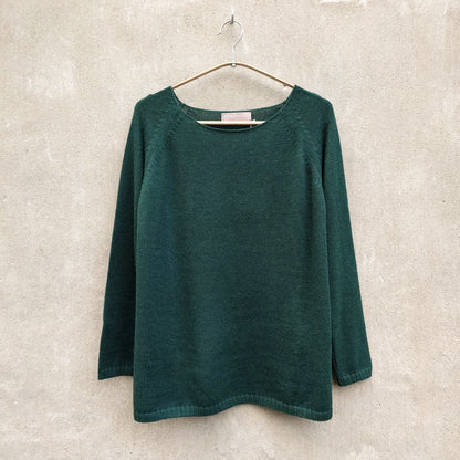 Slätstickad tröja i alpacka – Dark Green