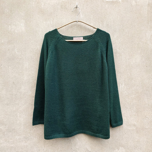 Slätstickad tröja i alpacka – Dark Green