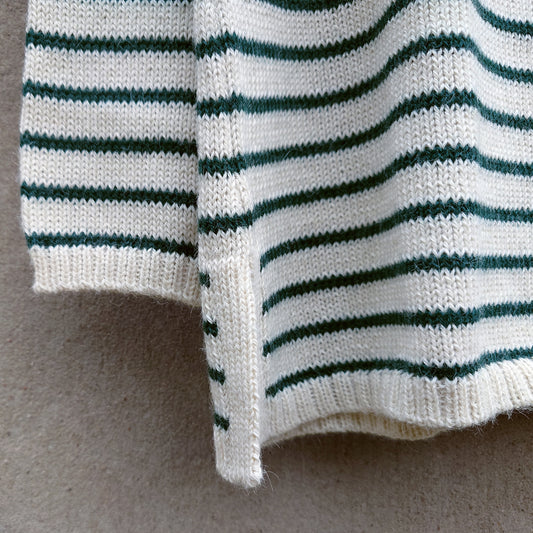 Randig slätstickad tröja i alpacka - Green & off white