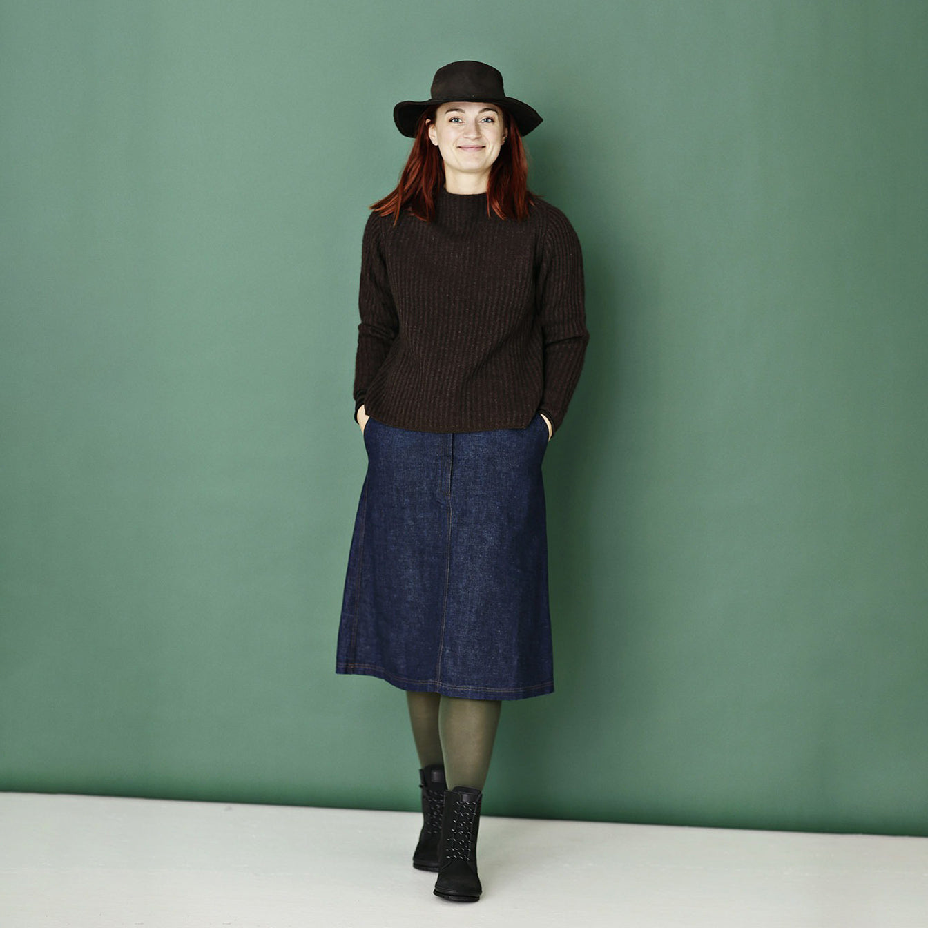 Kjol i ekologisk bomull & hampa - MIDI