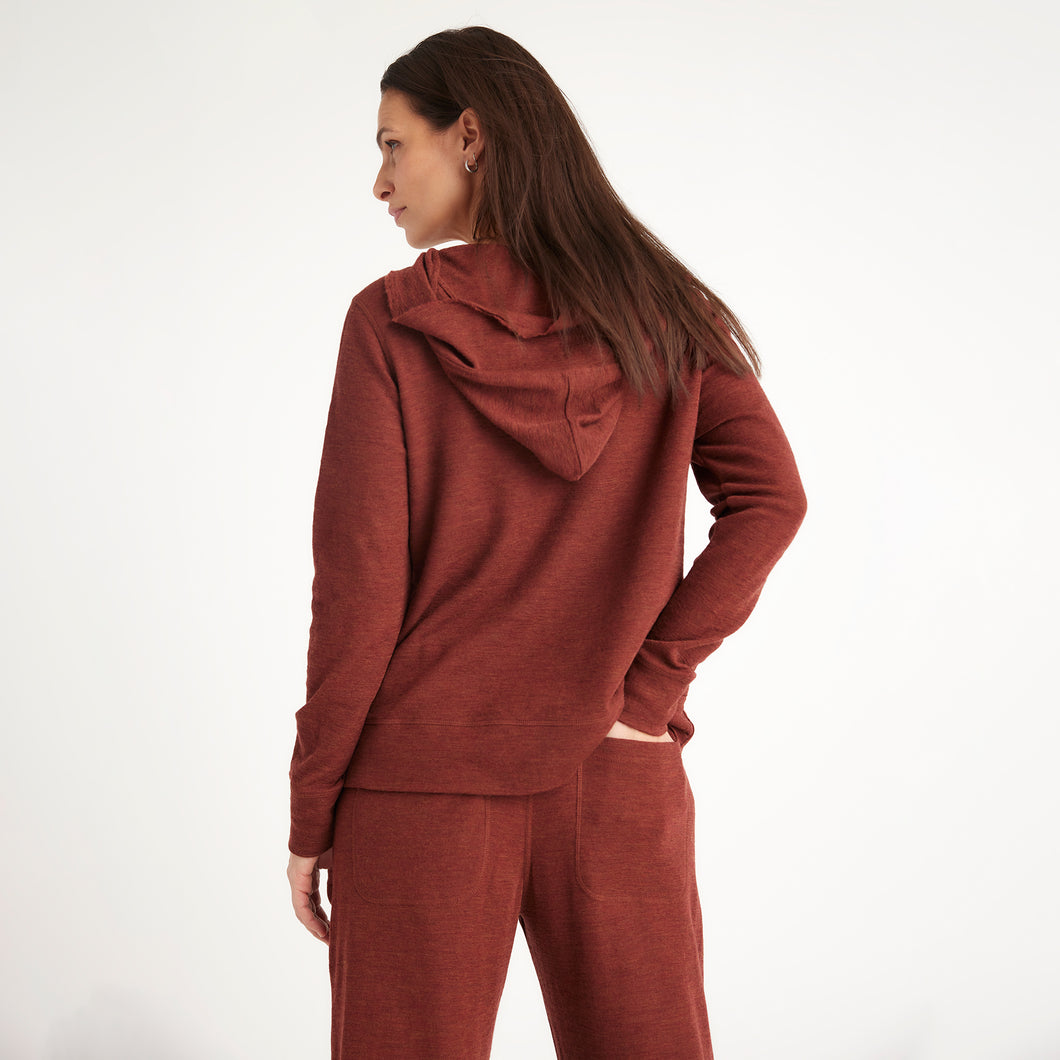 by basics huvtröja med fickor i merinoull - Rosewood