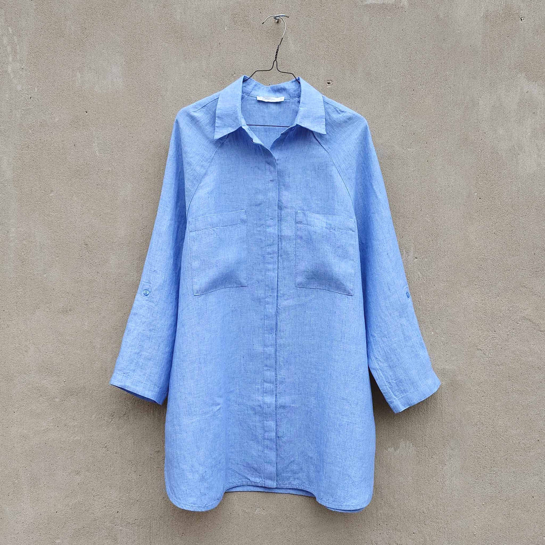GR Nature storskjorta i linne - Baby Blue