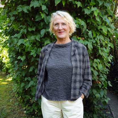 Rutig jacka i bomull och viskos - Anthracite