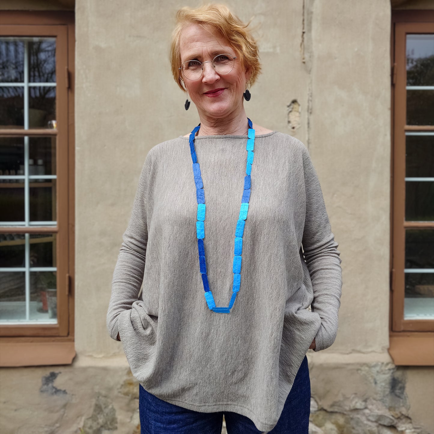 Vid merinoulltröja med smala ärmar