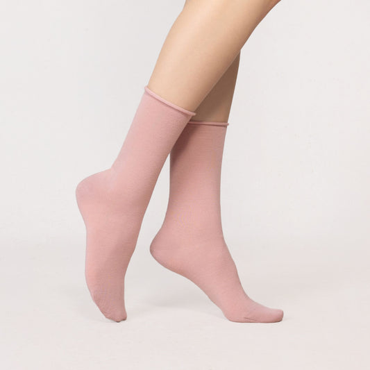 Ullsocka med rullkant - Vintage Rose